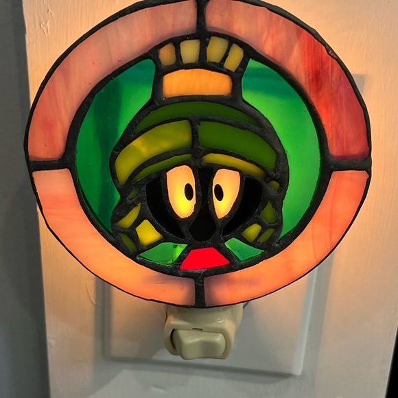 Vintage Marvin The Martian Inspired Stained Glass Night Light NIP 1996 NEW - Picture 4 of 14